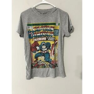 Jack Jones Mens Graphic T Shirt Captain America Madbomb Marvel Comics Grey S